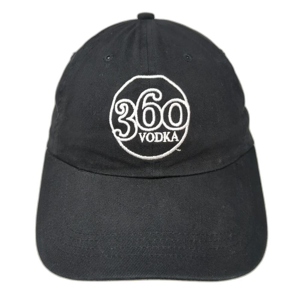 Cap America 360 Vodka Baseball Cap Black One Size Embroidered Logo Strapback Hat